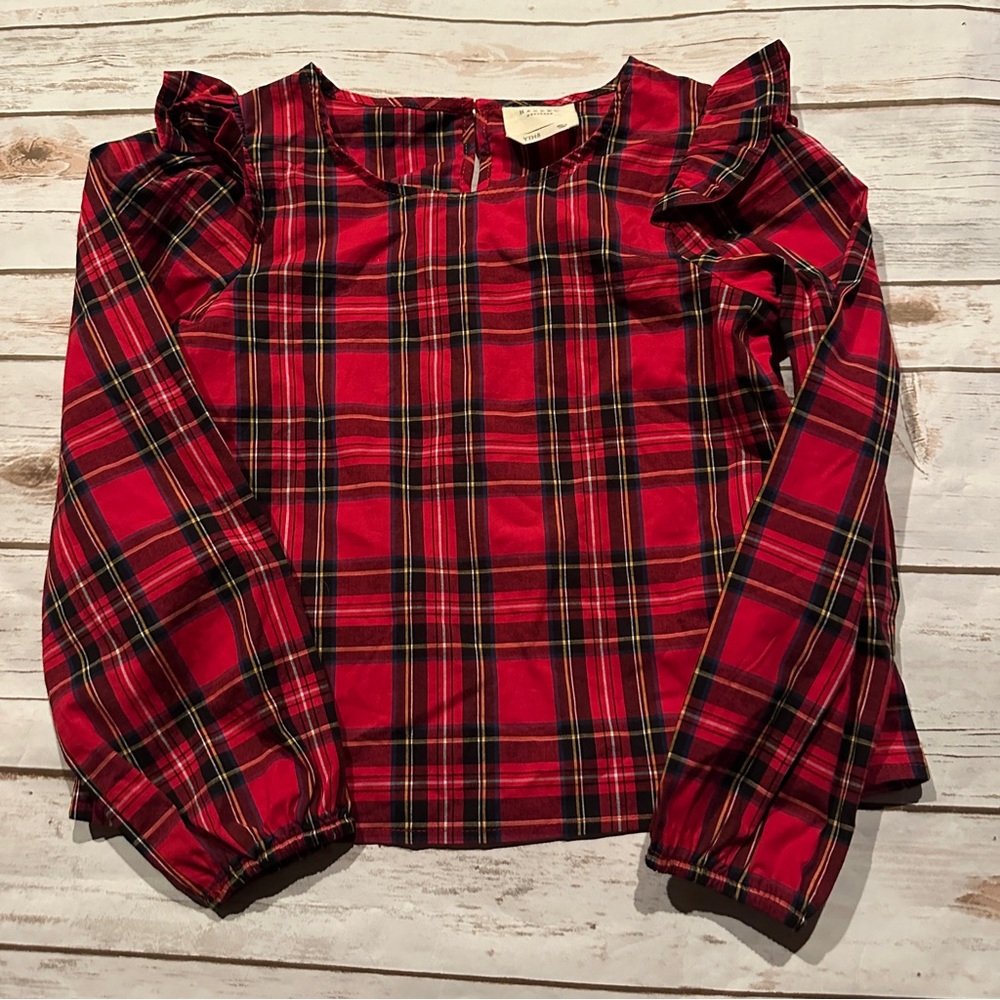 Harper heritage holiday plaid blouse 8y vguc